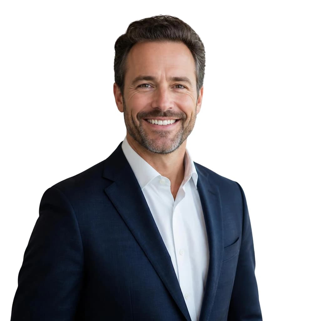 Mark Darland, cloud-native firewall and security specialist, professional headshot in a navy suit